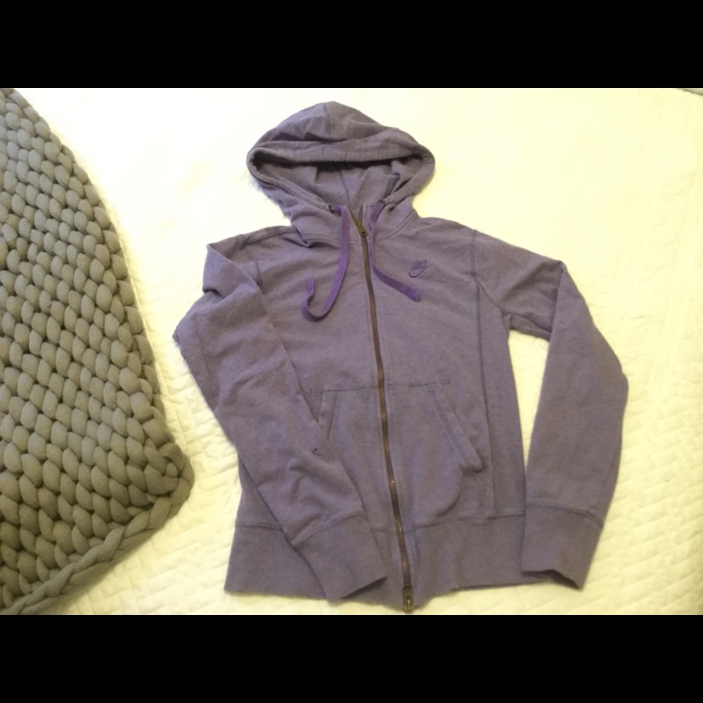 Nike Purple Zippered Hoodie/Sweater/Jacket - S